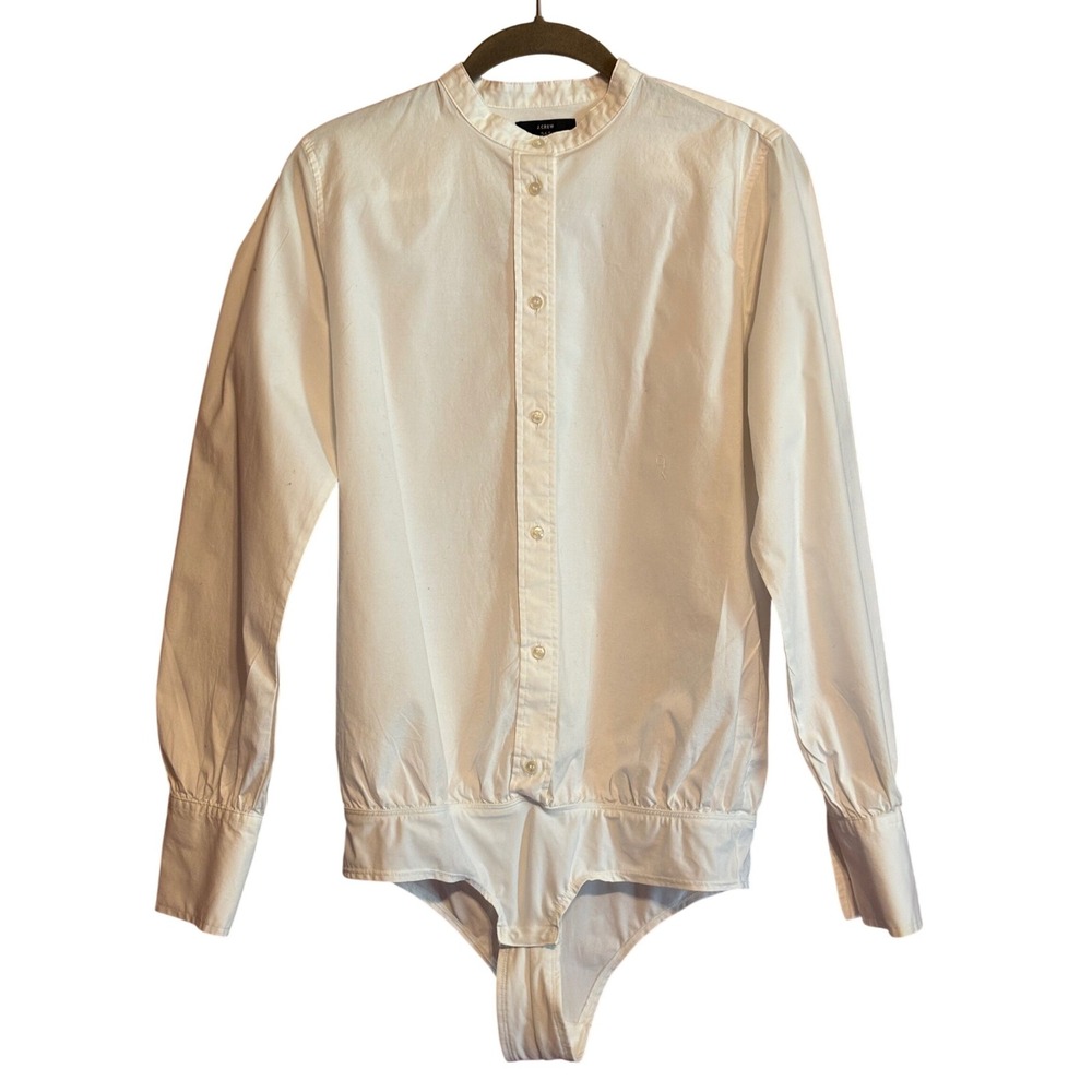 J.Crew 365 White Cotton Button Down Shirt Bodysuit 8T Quiet Luxury Preppy